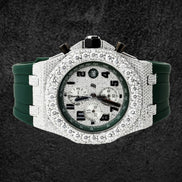 Moissanite Diamond Iced Out Rubber Strap Watch For Men's