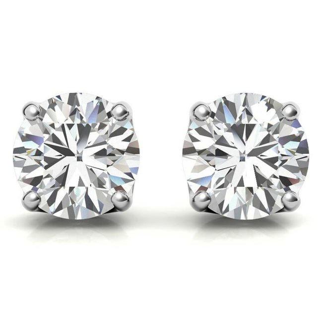 Minimalist Solitaire Round Cut Moissanite Studs Earrings
