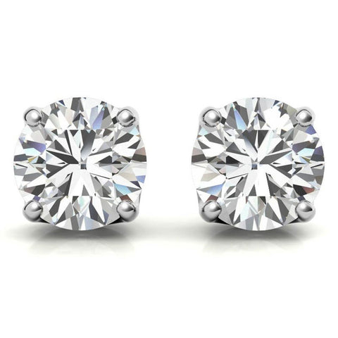 Minimalist Solitaire Round Cut Moissanite Studs Earrings