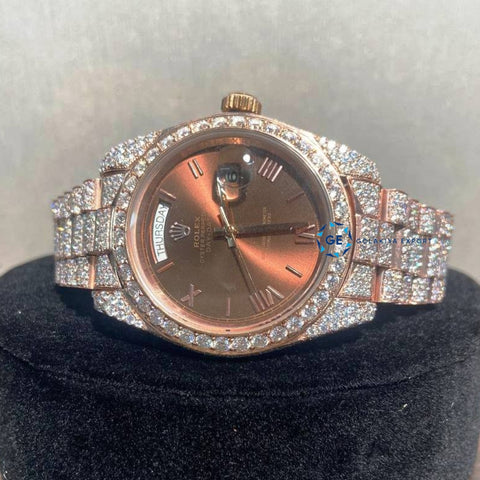 Automatic Day Date Moissanite Diamond Hip Hop Watch For Him