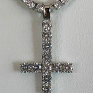 Upside Down Inverted Moissanite Tennis Cross Pendant