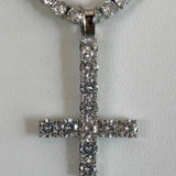 Upside Down Inverted Moissanite Tennis Cross Pendant