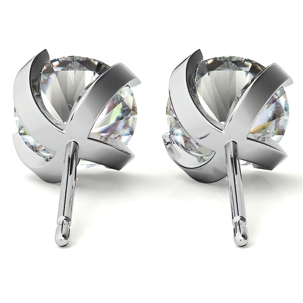 Sterling Silver Round Moissanite Stud Earrings