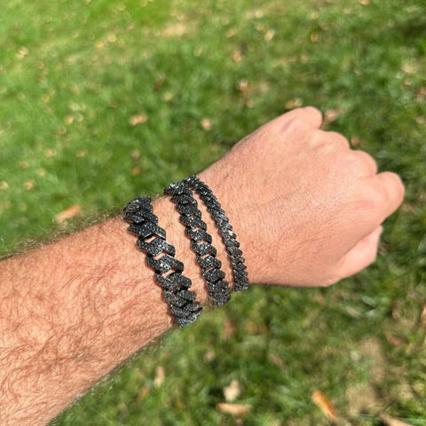 Black Moissanite Miami Cuban Link Hip Hop Bracelet