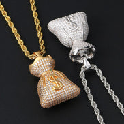Moissanite Diamond Money Bag Men's Necklace