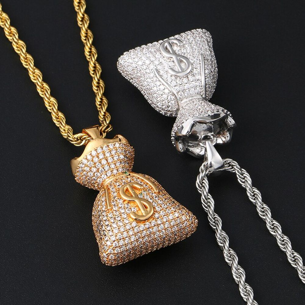 Moissanite Diamond Money Bag Men's Necklace
