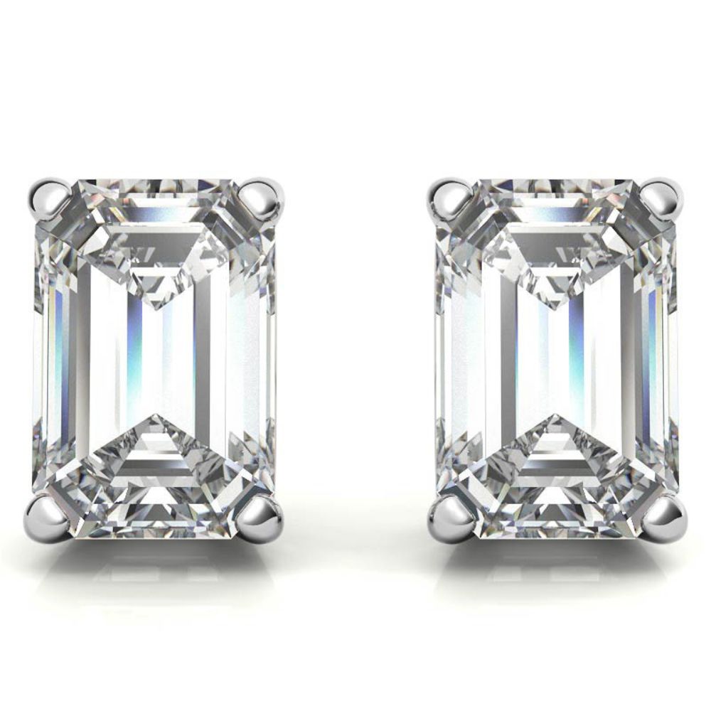 Elegant Emerald Cut Moissanite Stud Earrings