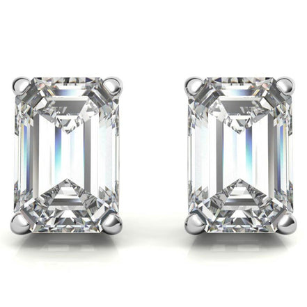 Elegant Emerald Cut Moissanite Stud Earrings