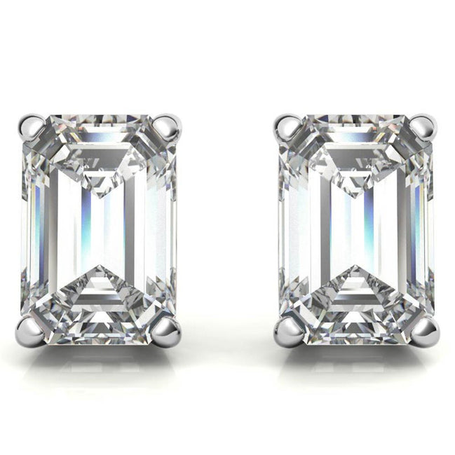 Elegant Emerald Cut Moissanite Stud Earrings