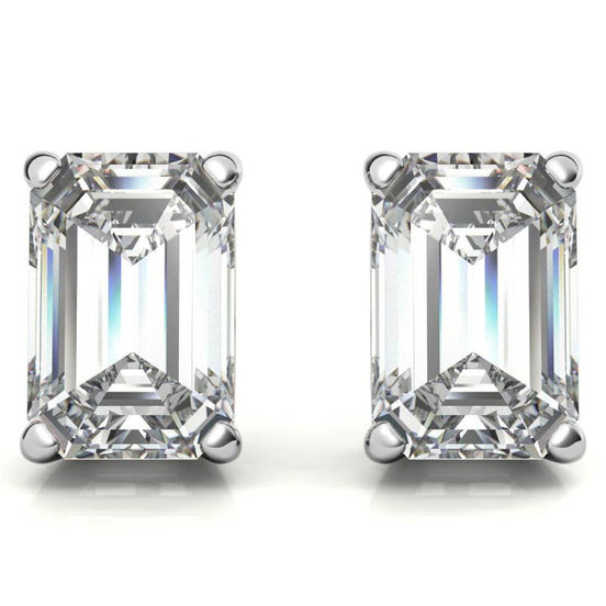 Elegant Emerald Cut Moissanite Stud Earrings