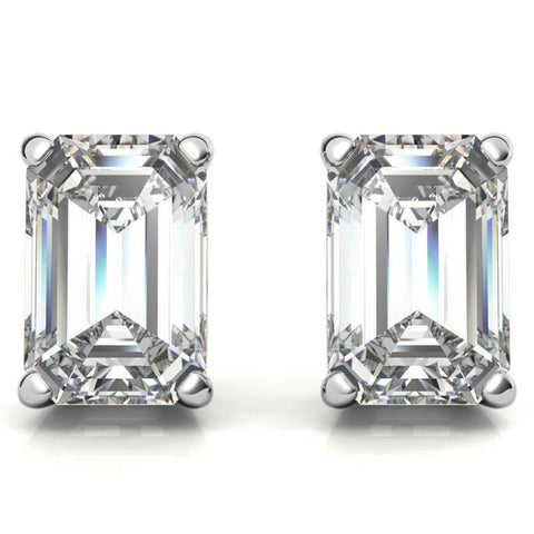 Elegant Emerald Cut Moissanite Stud Earrings