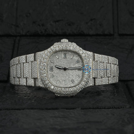 Iced Out Baguette Dial Moissanite Hip Hop Watch For Men's