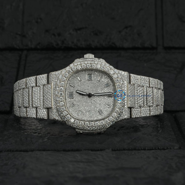 Iced Out Baguette Dial Moissanite Hip Hop Watch For Men's