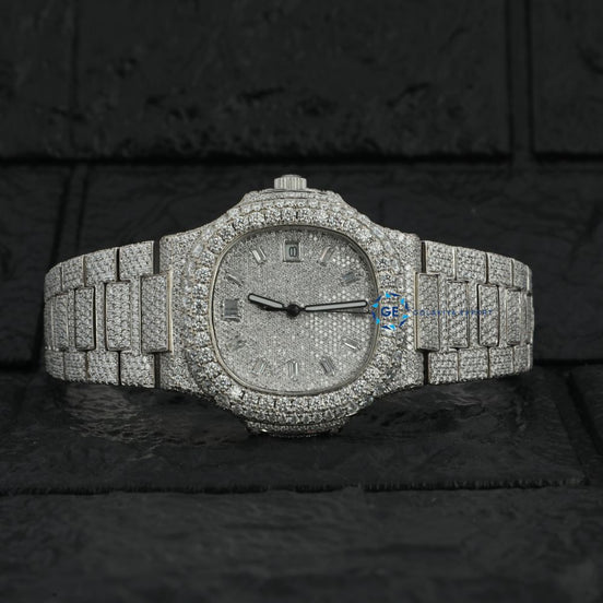 Iced Out Baguette Dial Moissanite Hip Hop Watch For Men's