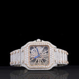 Rose & White Skeleton Moissanite Automatic Men's Wrist Watch