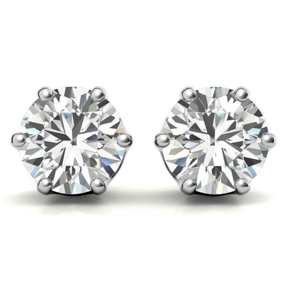 Six Prong Setting Round Cut Moissanite Solitaire Earring