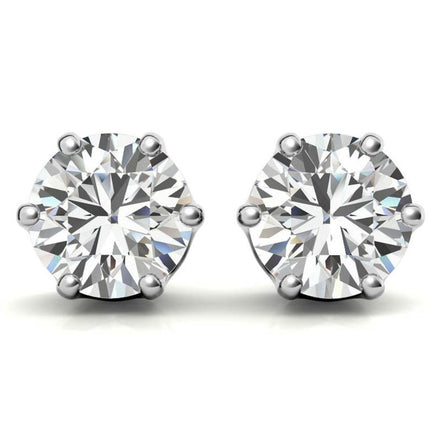 Six Prong Setting Round Cut Moissanite Solitaire Earring