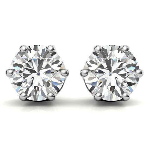 Six Prong Setting Round Cut Moissanite Solitaire Earring