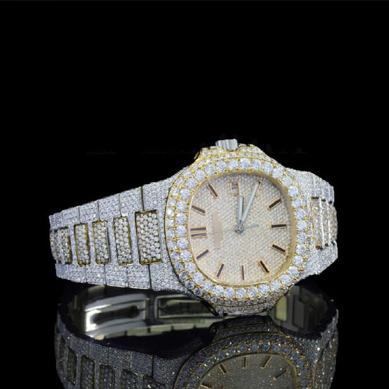 Moissanite Diamond Dual Tone Automatic Luxury Watch
