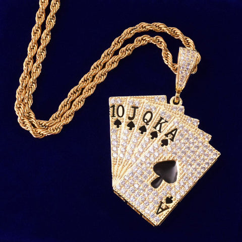 Poker Card Moissanite Diamond Men's Hip Hop Pendant