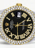 Dual Tone Jubilee Band Black Roman Numeral Dial Moissnaite Watch
