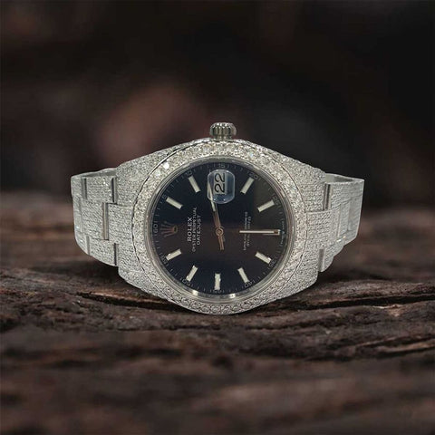 Fully Iced Out Black Dial Moissanite Luxury Watch Gift For Men's