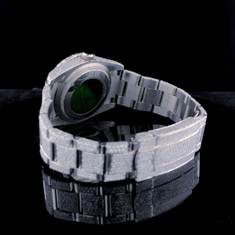 Full Iced Out Green Dial Moissanite Wrist Watch