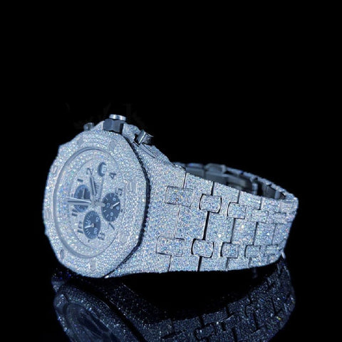 Chrono Dial Fully Iced Out Moissanite Watch Gift For Men's