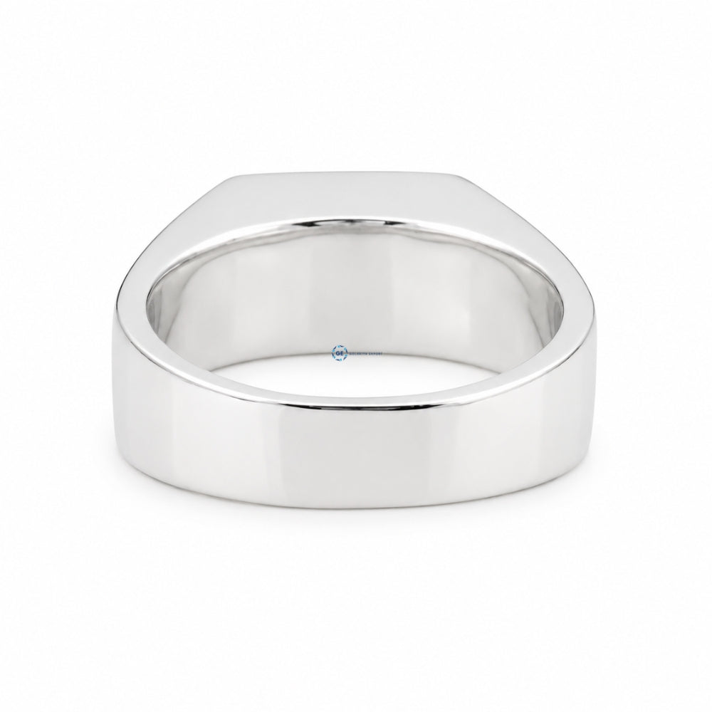 Round Cut Moissanite Signet Ring Solid Gold Statement Ring