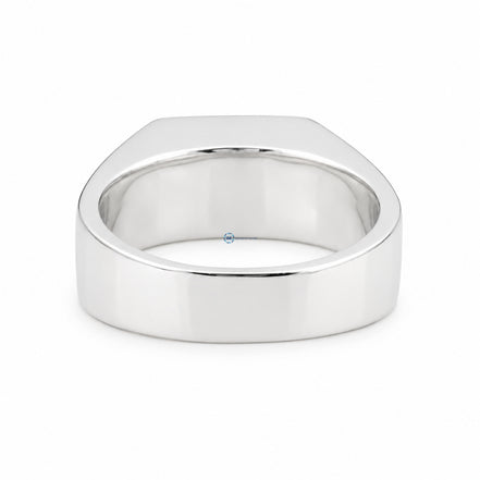 Round Cut Moissanite Signet Ring Solid Gold Statement Ring