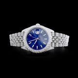 VVS1 Moissanite Datejust Blue Dial Fully Iced Out Luxury Watch