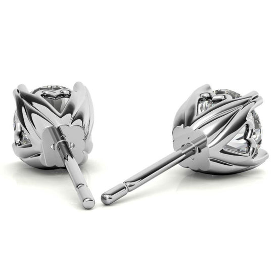 Heart Shaped Prong Moissanite Round Solitaire Stud Earrings