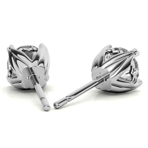 Heart Shaped Moissanite Round Solitaire Stud Earrings