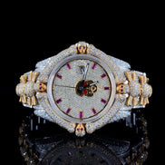 Skull Moissanite Diamond Dual Tone Hip Hop Watch