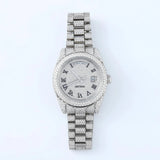 Bust Down Full White Day Date Moissanite Iced Out Watch