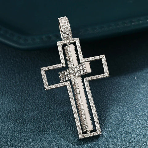 Crisscross Moissanite Diamond Silver Pendant For Men's
