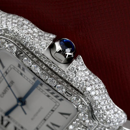 White Color Dial Fully Iced Out Moissanite Watch