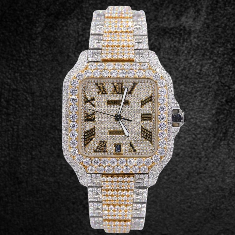 Stylish Moissanite Dual Tone Fancy Watch For Men's