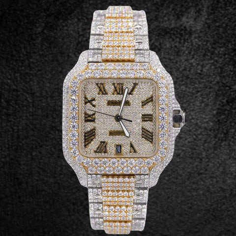 Stylish Moissanite Dual Tone Fancy Watch For Men's