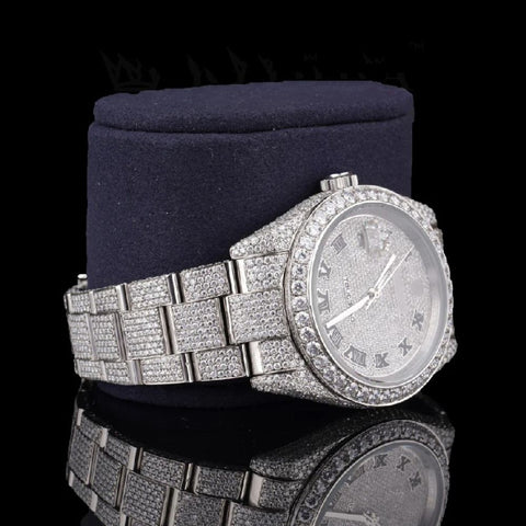 Roman Dial Fully Iced Out Moissanite Wrist Watch