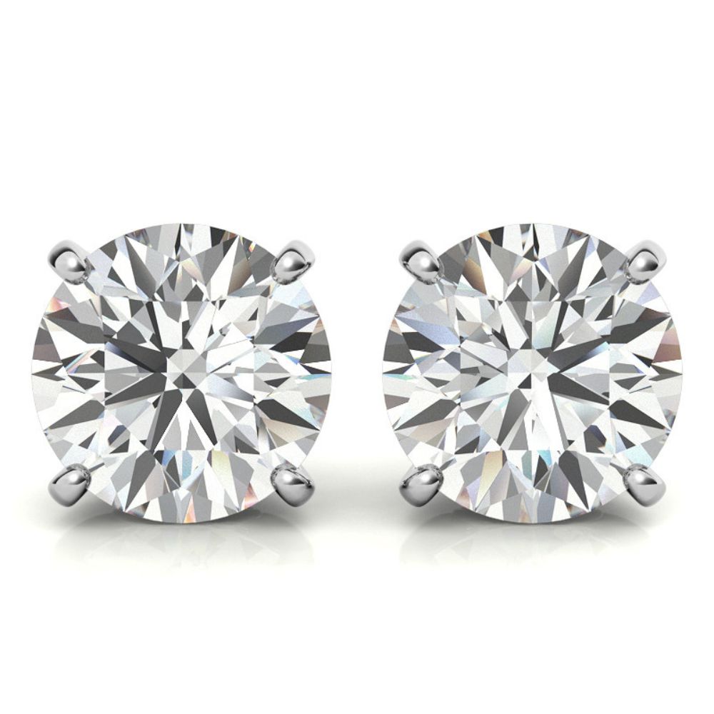 Moissanite Round cut Push Back Stud Earring
