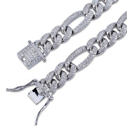 925 Sterling Silver Figaro Link Moissanite Chain