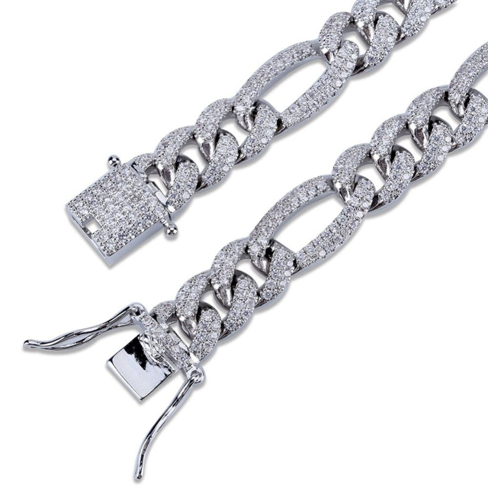 925 Sterling Silver Figaro Link Moissanite Chain