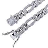 925 Sterling Silver Figaro Link Moissanite Chain
