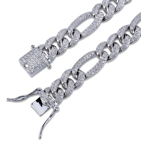 925 Sterling Silver Figaro Link Moissanite Chain
