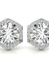 Hexagon Halo Moissanite Round Cut Stud Earrings