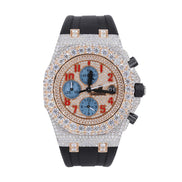Hip Hop Customized Moissanite Rubber Strap Watch