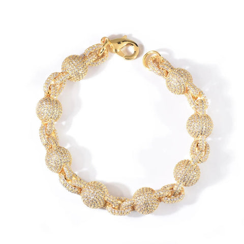 Iced Out Ball Rolo Link Moissanite Diamond Bracelet