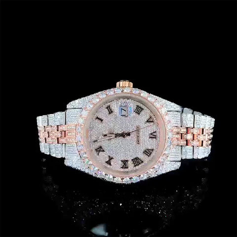 Dual Tone Datejust Moissanite Diamond Luxury Hip Hop Watch