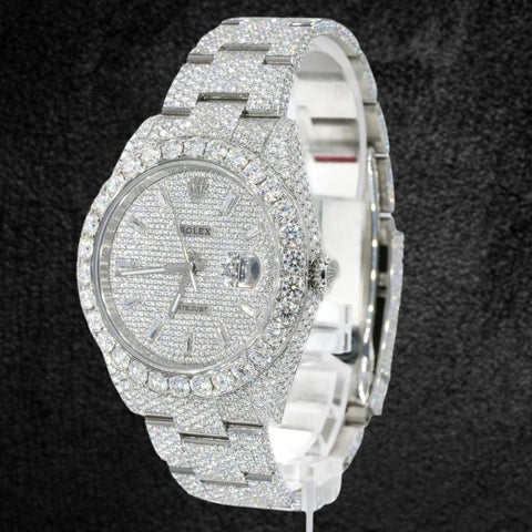 Stylish Fully Iced Out Date Just Moissanite Wrist Watch